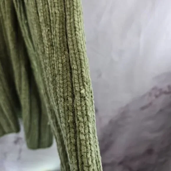 Vintage Y2K Sweater Women 3X Green Chenille Cable Knit Turtleneck Oversized - Picture 8 of 14